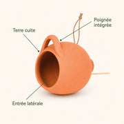 Birdhouse-pot hanging in terracotta with wide entrance — photo 4