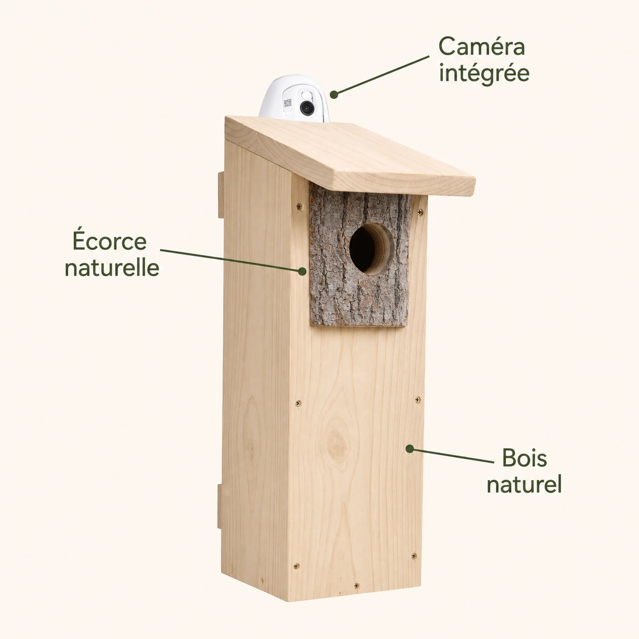 Birdhouse connected vertical with front in bark — photo 4