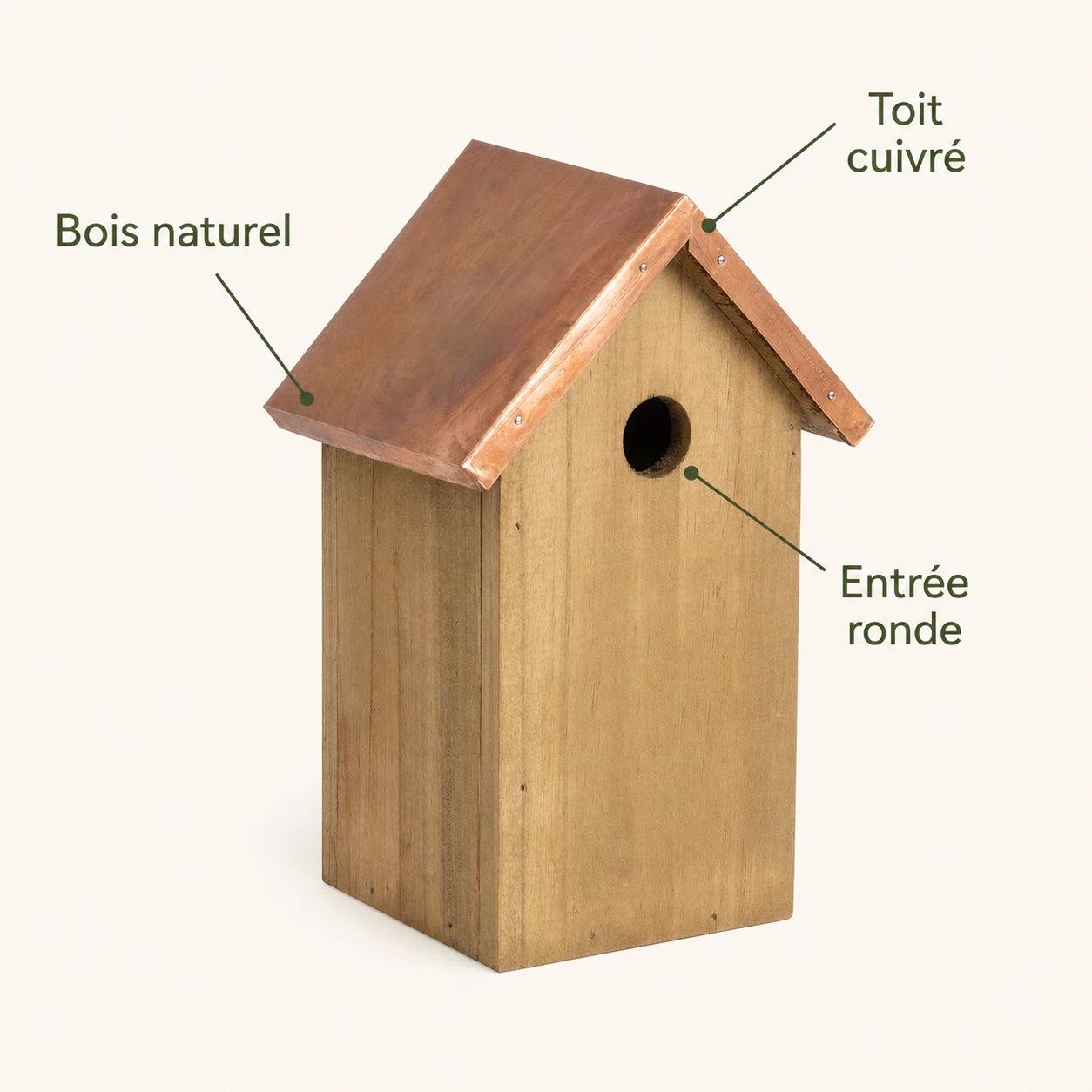 Birdhouse compact with roof copper entrance 27 mm — photo 4