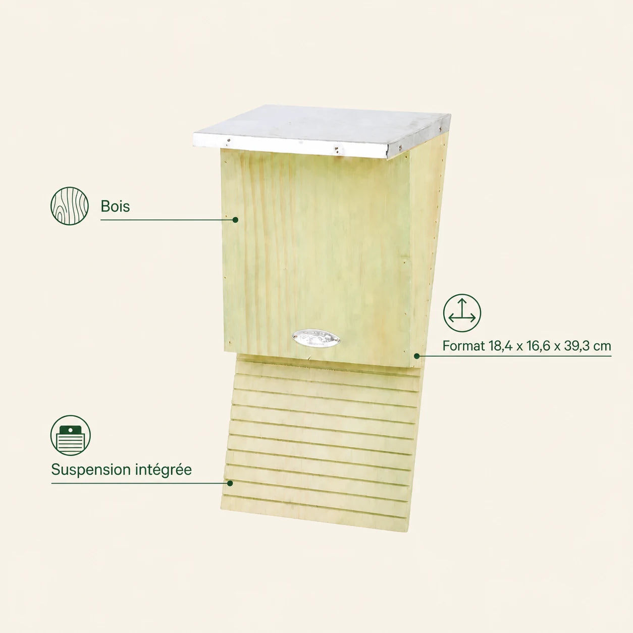 Birdhouse bat in wood with zinc roof — photo 4