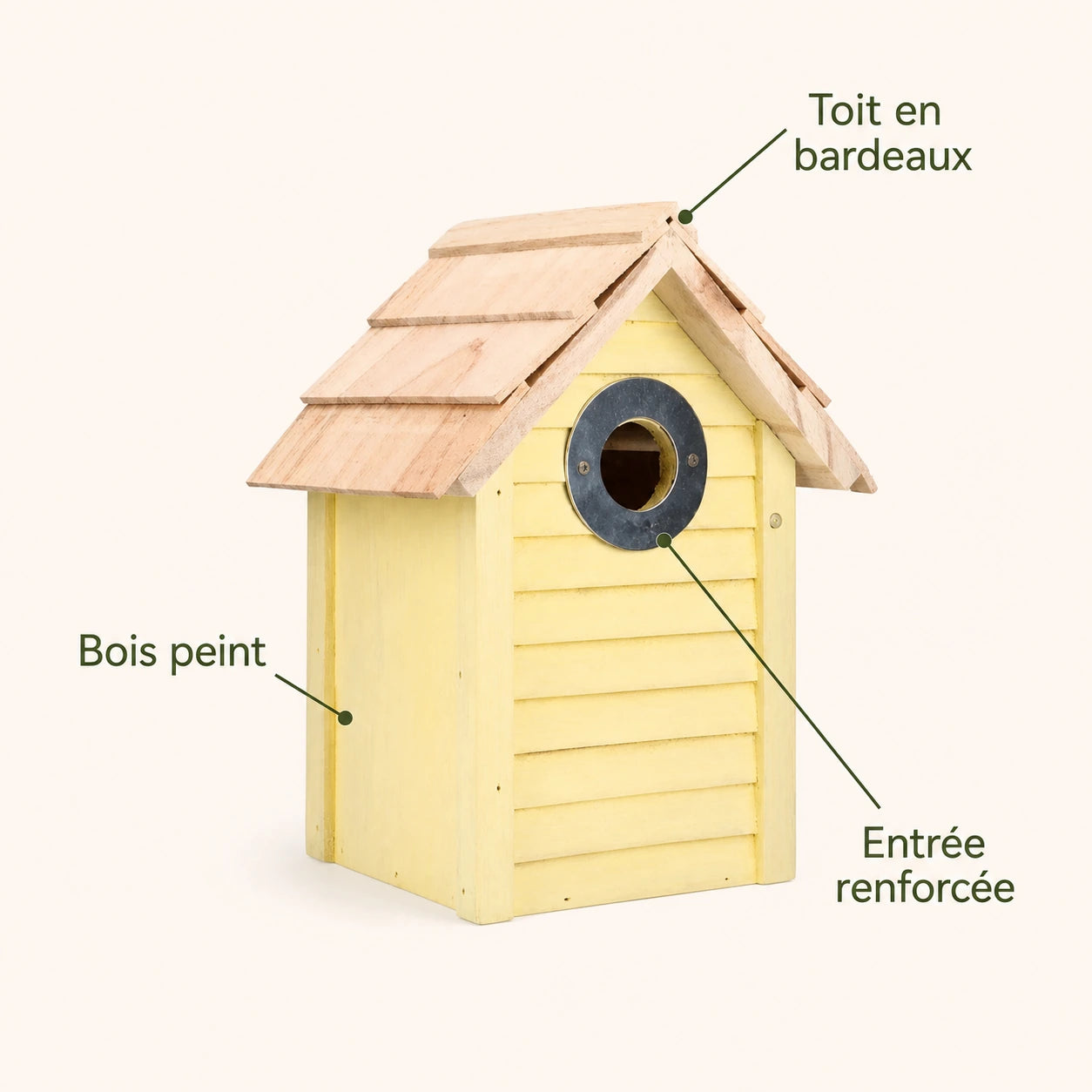Birdhouse yellow with roof of shingles — photo 4