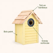 Birdhouse yellow with roof of shingles — photo 4