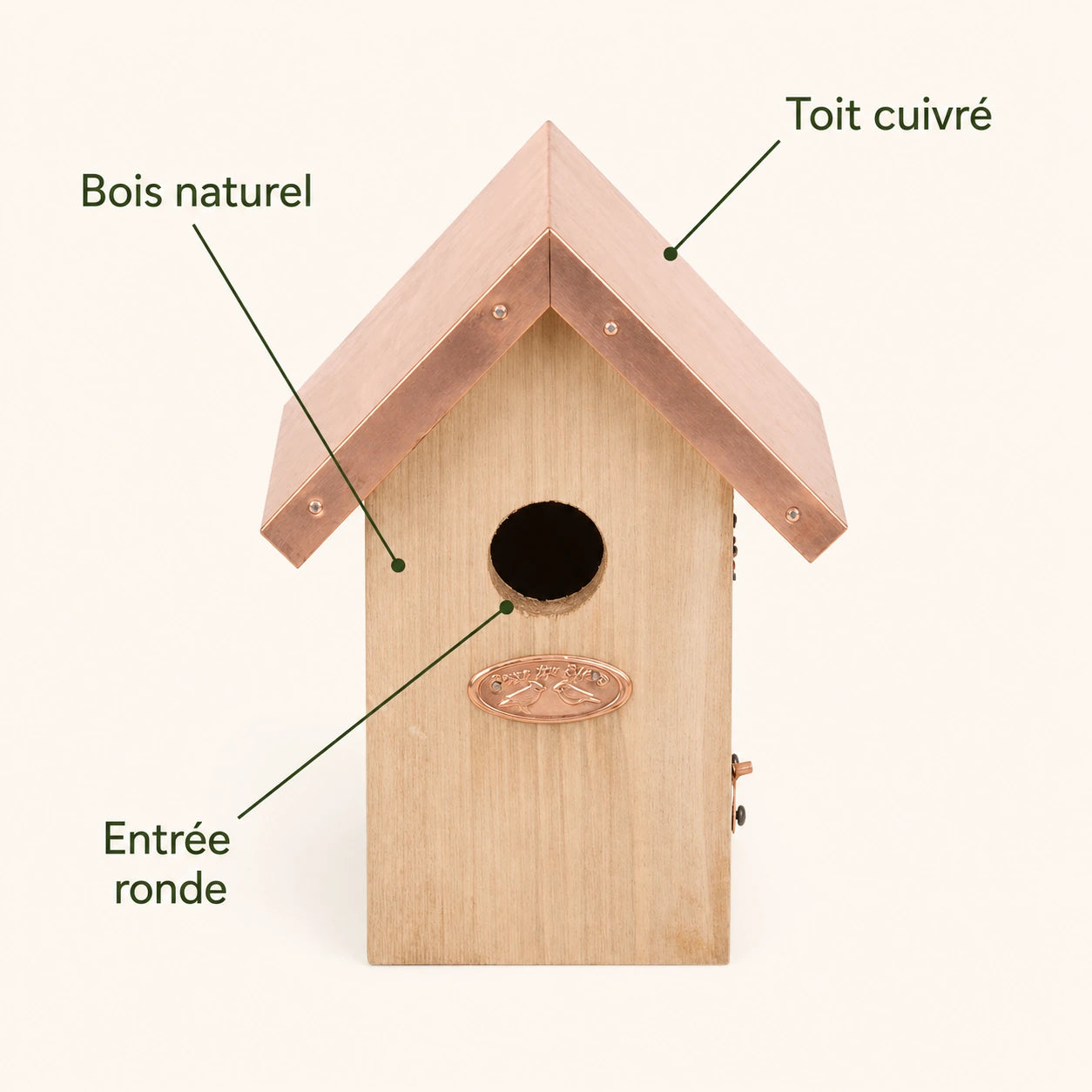 Birdhouse with roof copper entrance 30 mm — photo 4