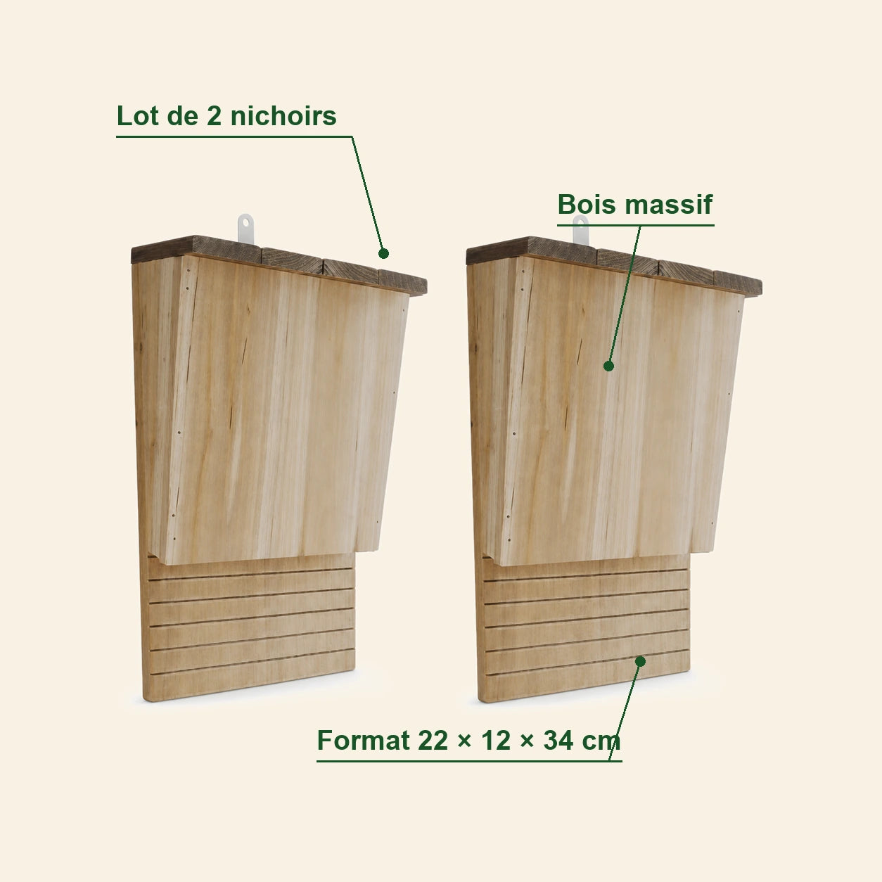 Set of 2 birdhouses with bats 22 × 12 × 34 cm — photo 4