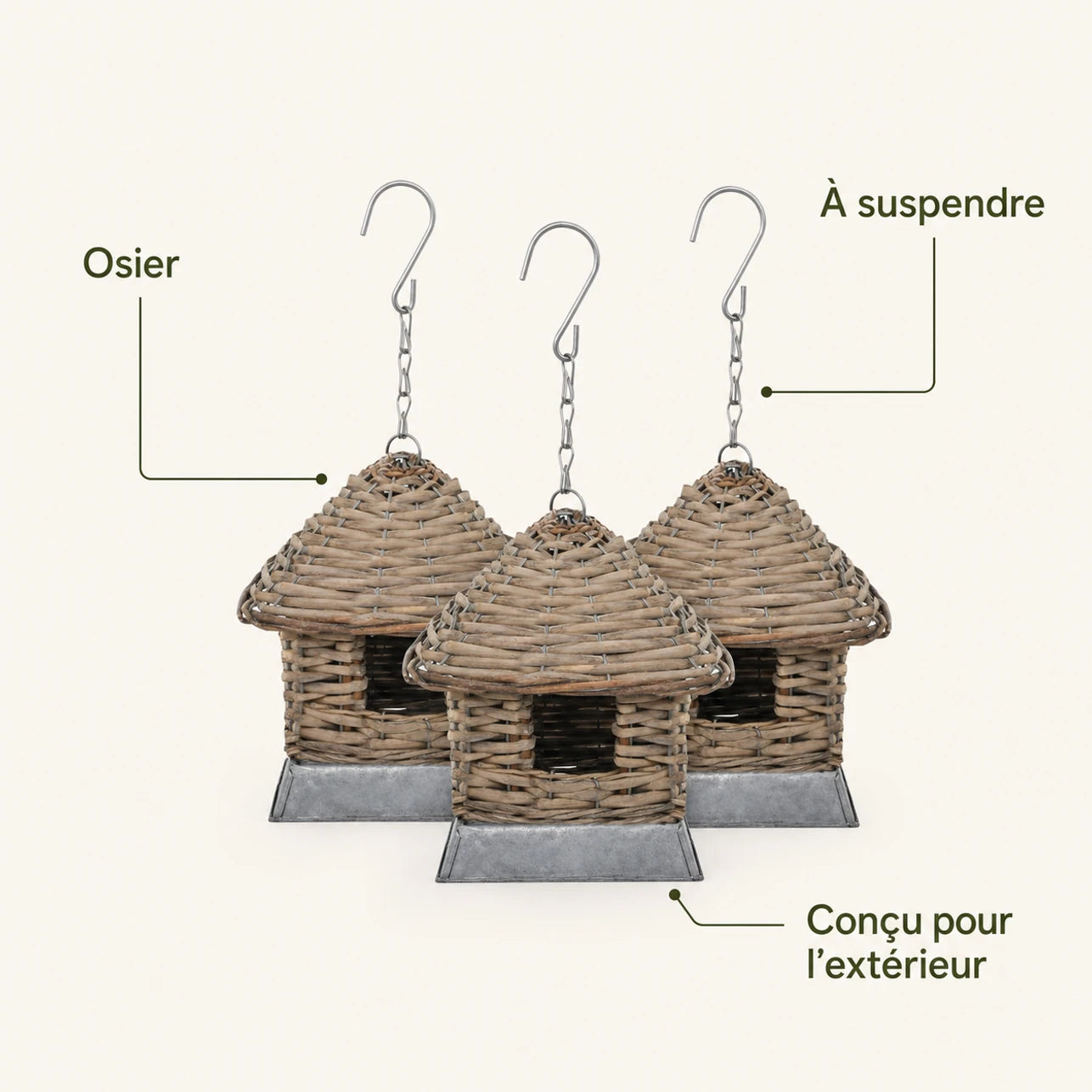 Set of 3 birdhouses in willow brown — photo 4