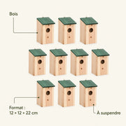 Set of 10 birdhouses in fir green size 12 × 12 × 22 cm — photo 4