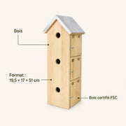 Birdhouse with multiple compartments in pine with zinc roof size 19,5 × 17 × 51 cm — photo 4