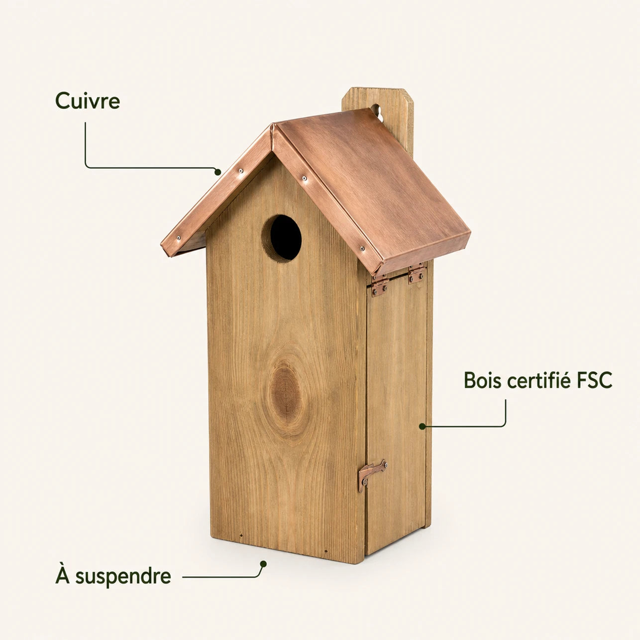 Birdhouse with copper roof brown — photo 4