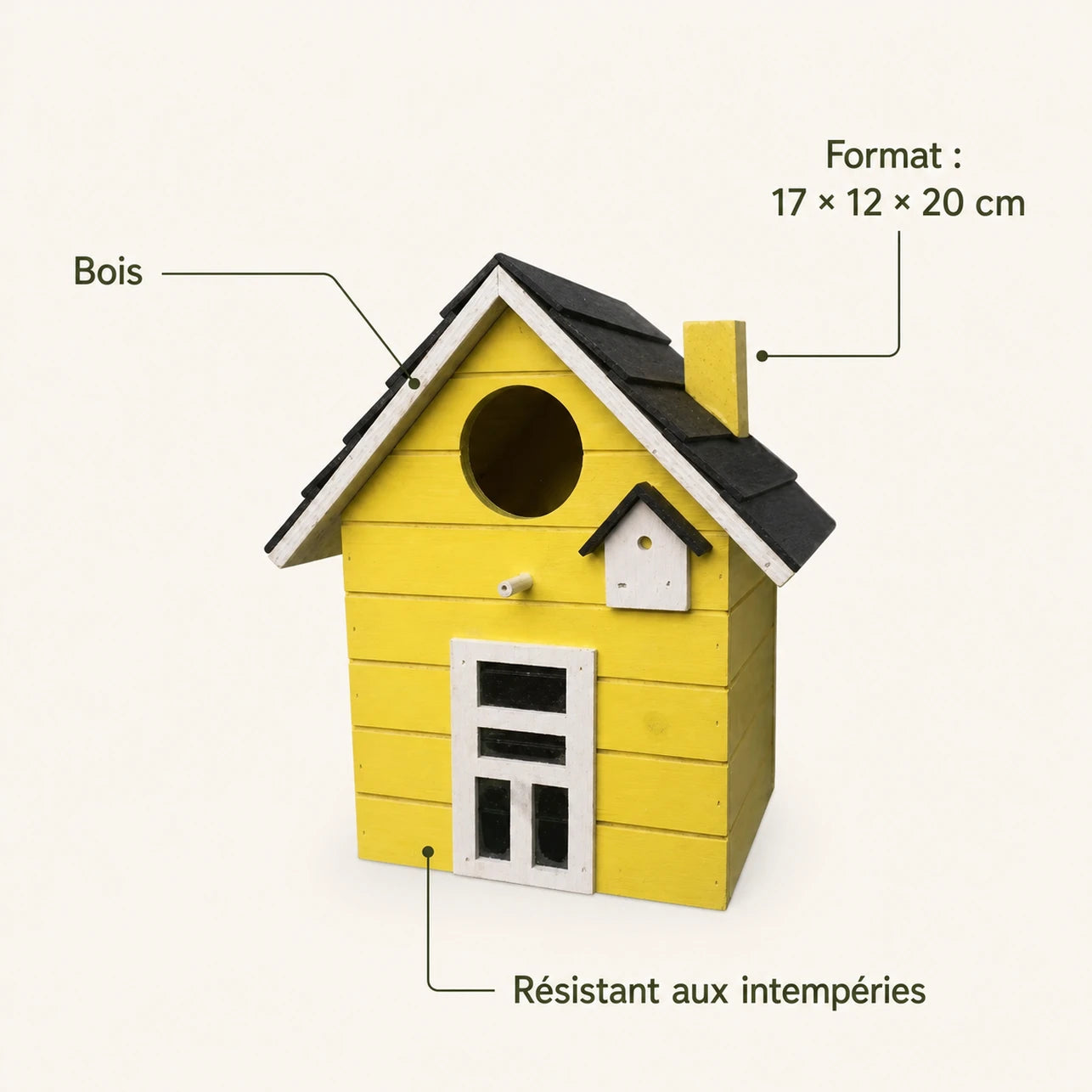 Birdhouse hanging in wood size 17 × 12 × 20 cm — photo 4