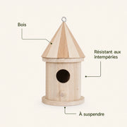 Birdhouse cylindrical in wood with roof pointed — photo 4