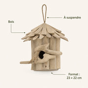 Birdhouse hanging in wood beige size 23 × 22 cm — photo 4