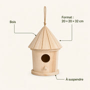Birdhouse wall-mounted in wood beige size 20 × 20 × 32 cm — photo 4