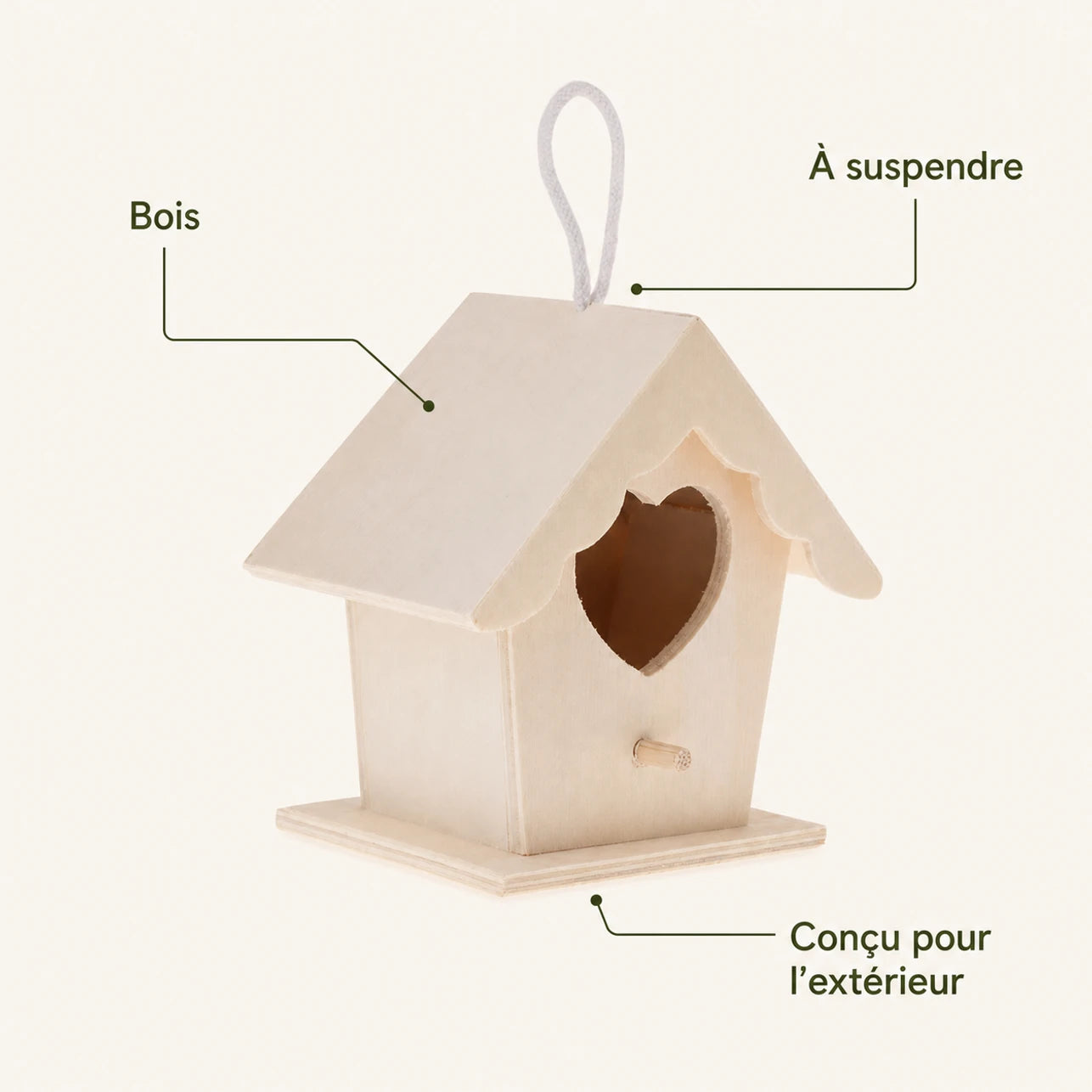 Birdhouse in wood light with entrance heart — photo 4