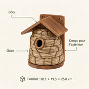 Birdhouse in willow brown size 20,1 × 19,3 × 25,8 cm — photo 4