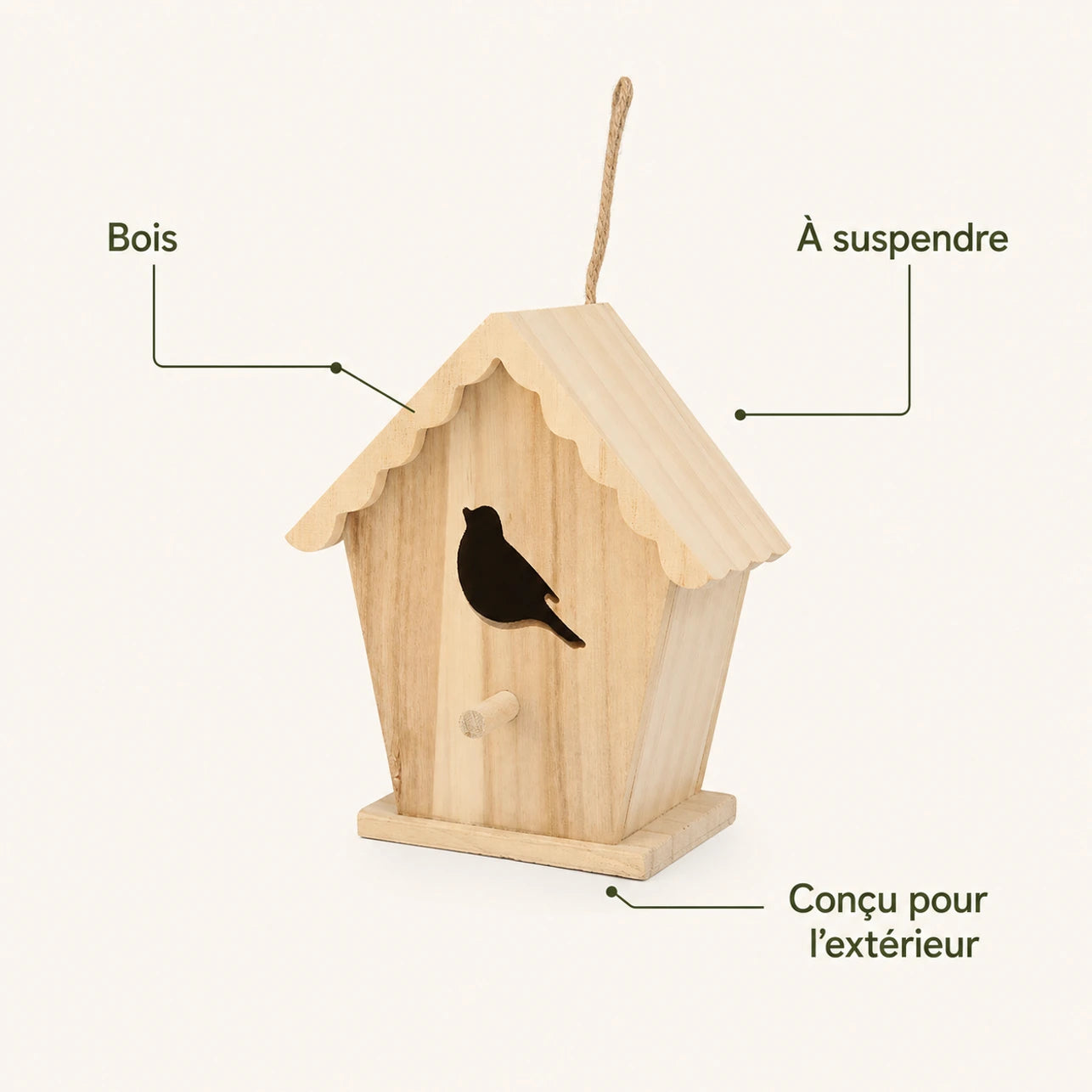 Birdhouse in wood light with roof scalloped — photo 4