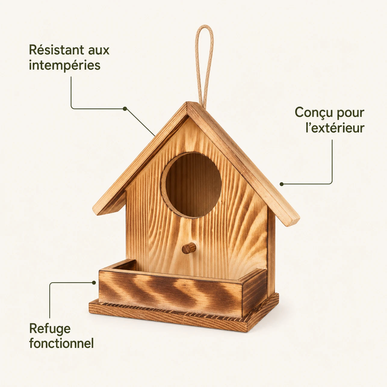 Birdhouse observation in wood with platform front — photo 4