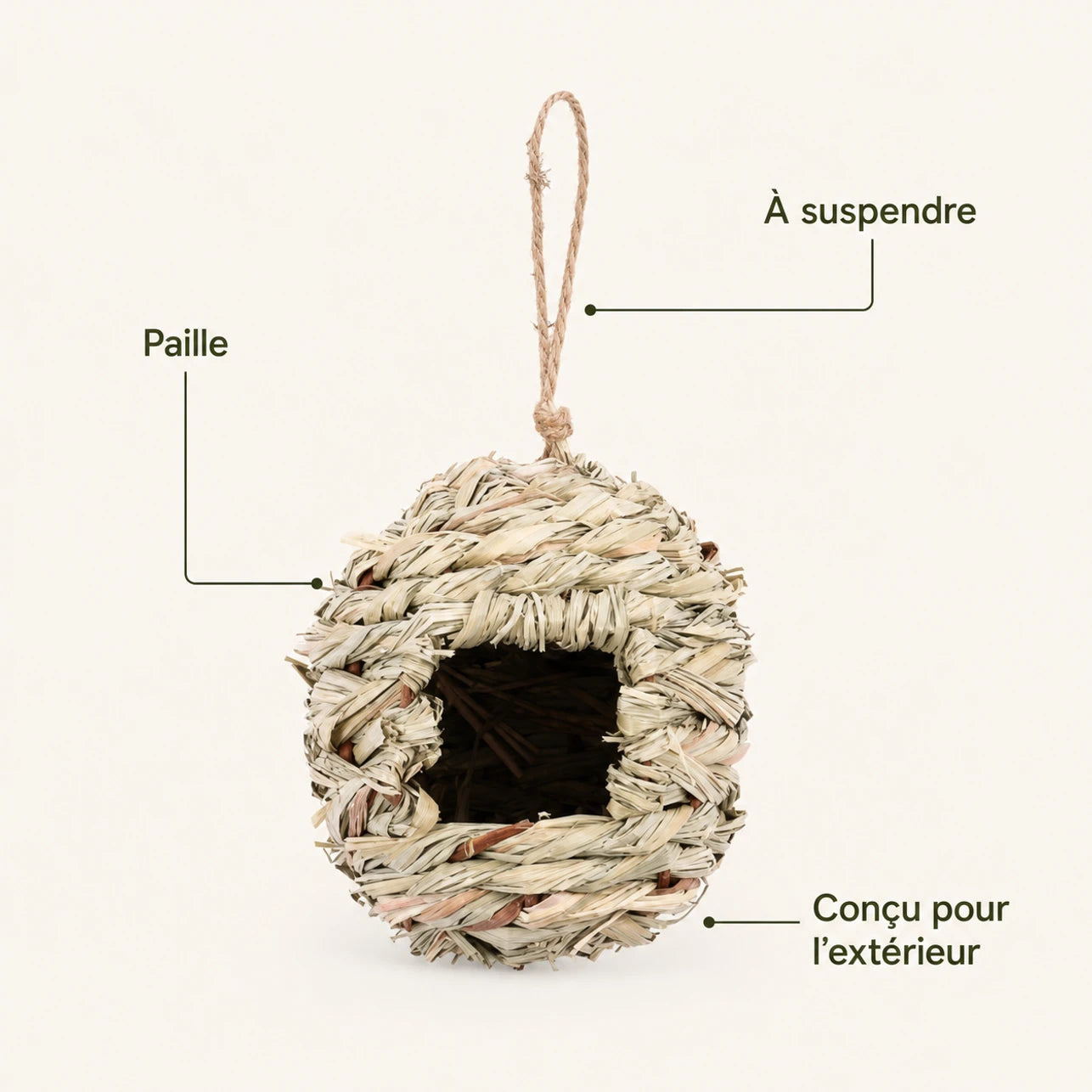 Birdhouse hanging round in fibres woven — photo 4