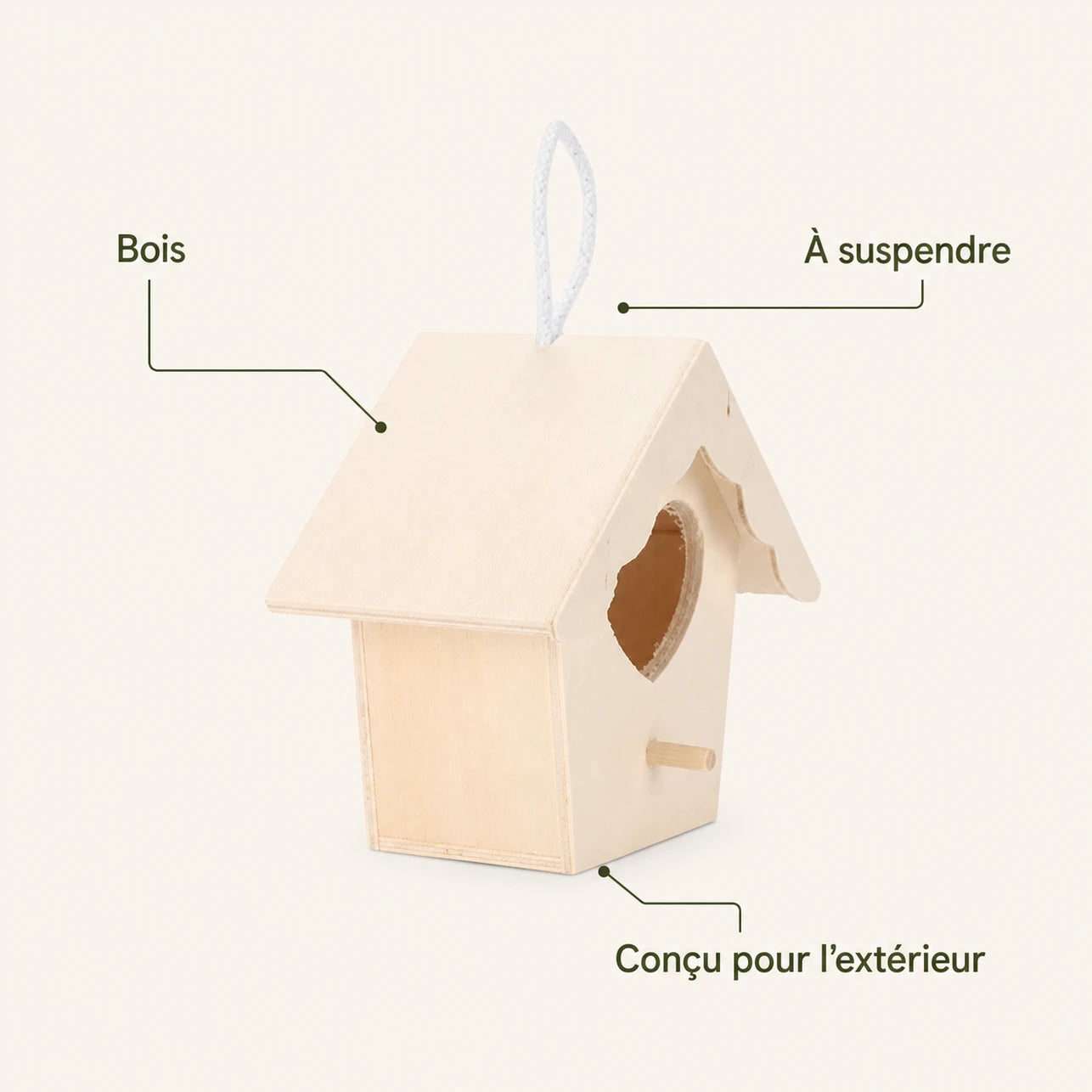 Birdhouse semi-open in wood with holder side — photo 4