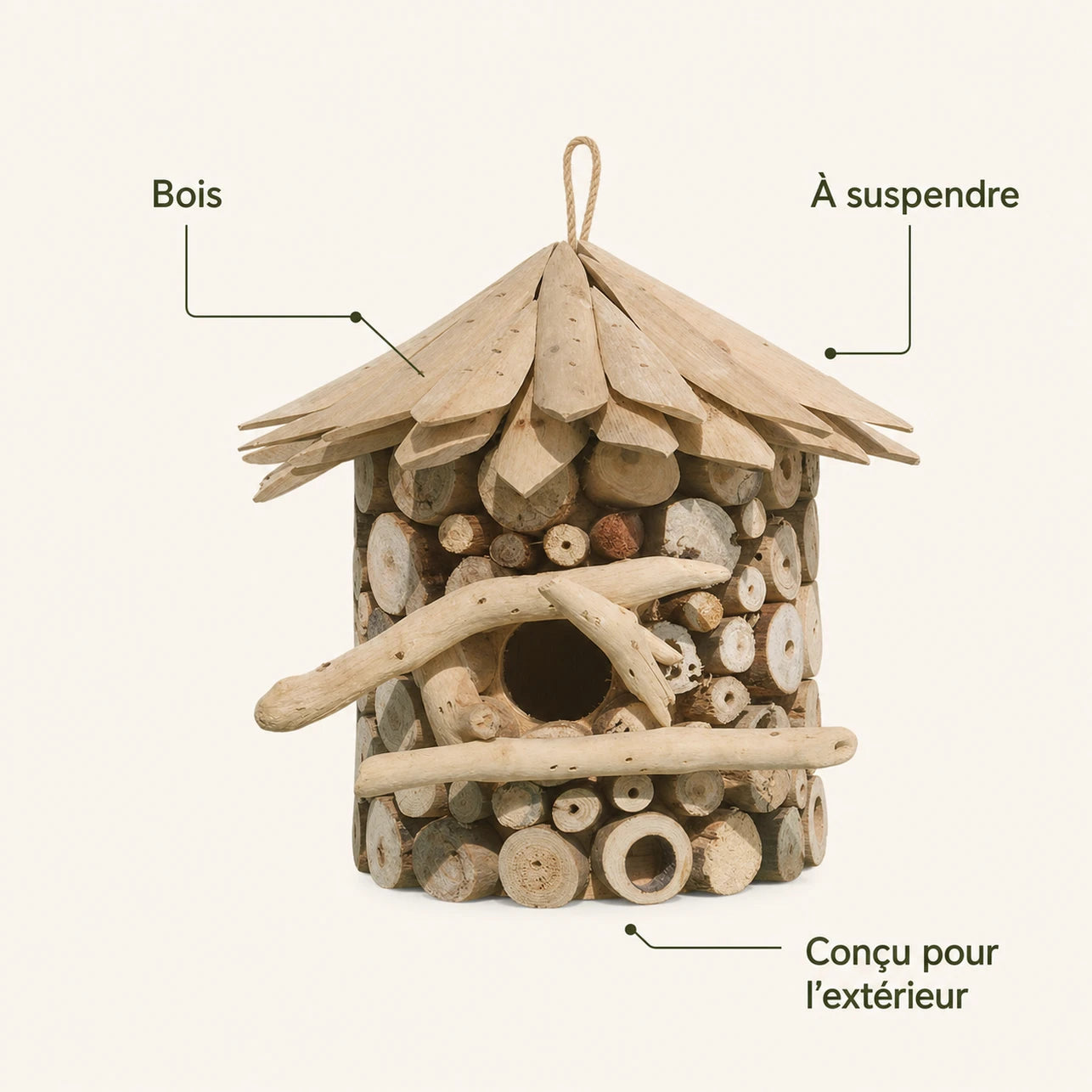 Birdhouse rustic in logs with roof sloping — photo 4