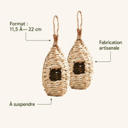 Set of 2 birdhouses hanging beige size 11,5 × 22 cm — photo 4