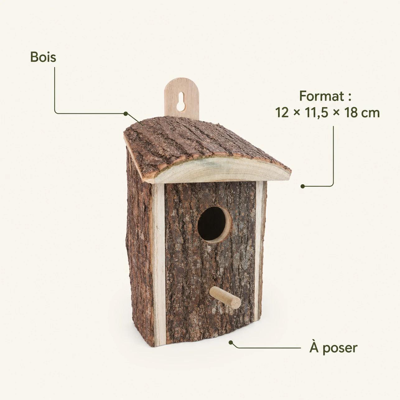 Birdhouse style rustic in wood brown size 12 × 11,5 × 18 cm — photo 4
