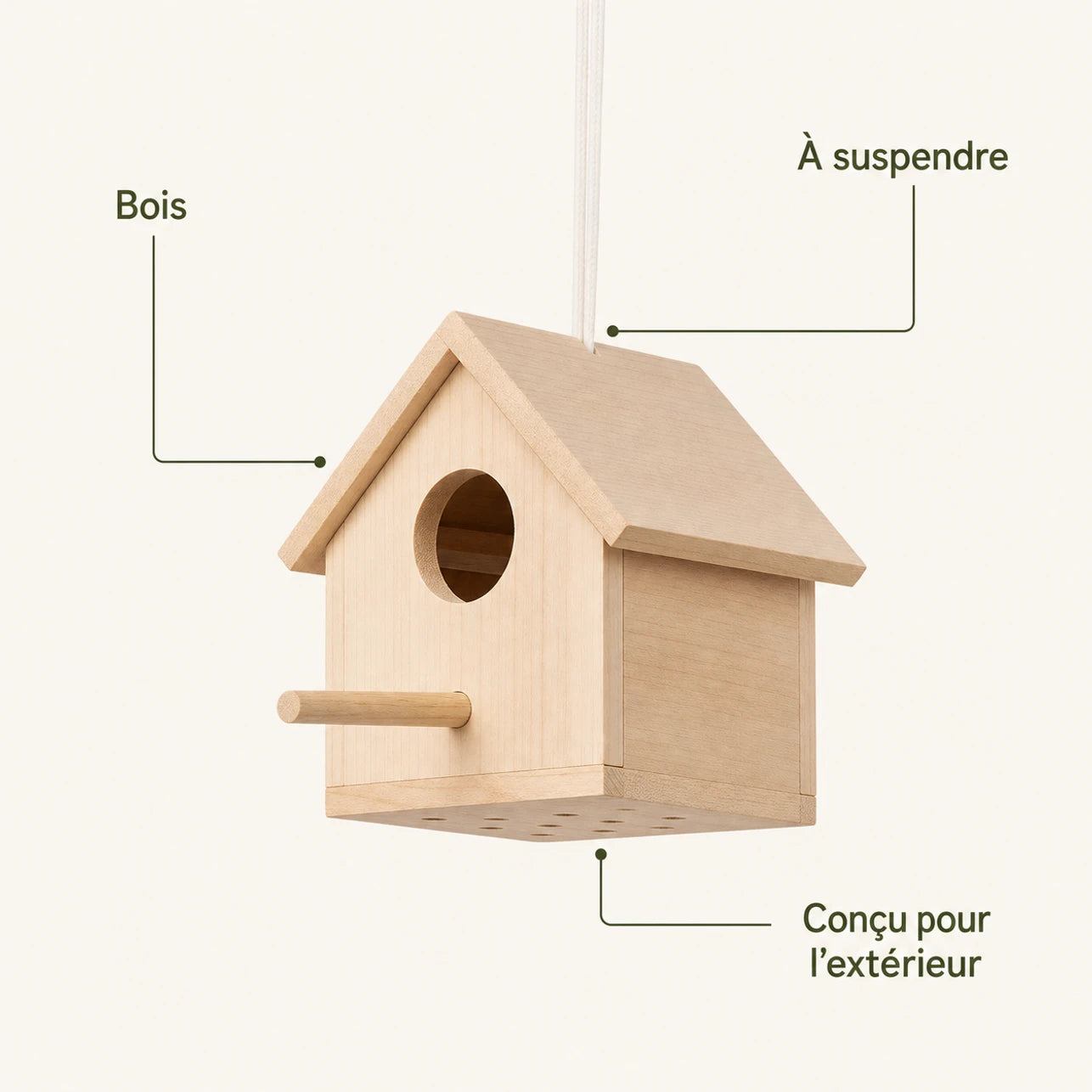 Birdhouse in wood with side open and perch — photo 4
