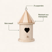 Birdhouse cylindrical in wood with entrance heart — photo 4