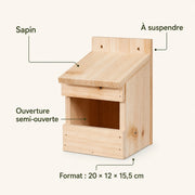 Birdhouse in fir brown size 20 × 12 × 15,5 cm — photo 4