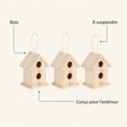 Set of 3 birdhouses in wood beige — photo 4