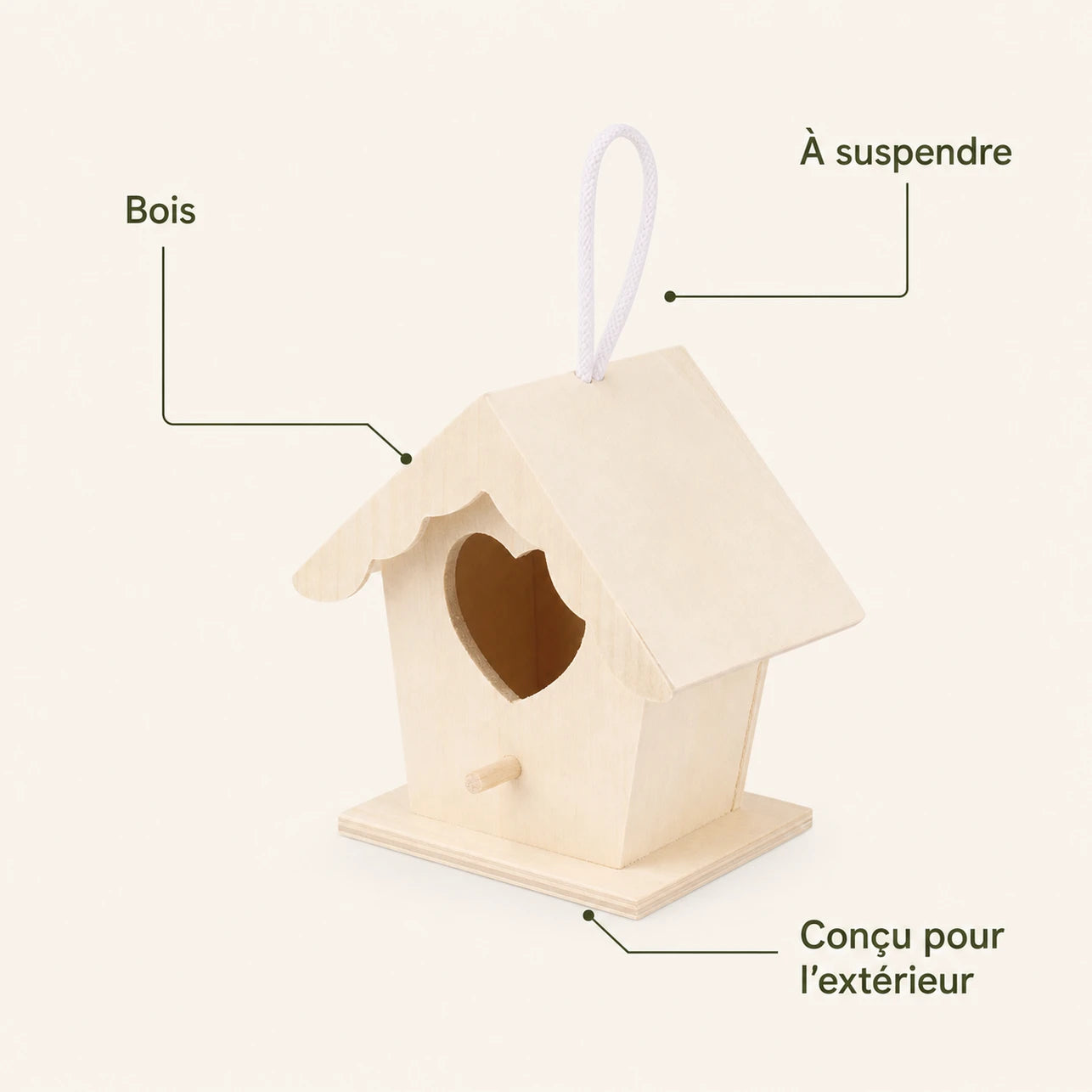 Birdhouse hanging in wood beige — photo 4
