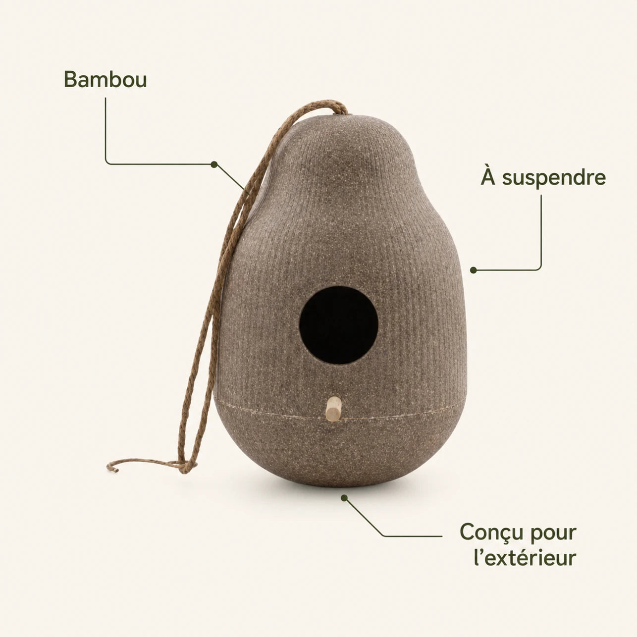 Birdhouse hanging in resin grey in shape of pebble — photo 4