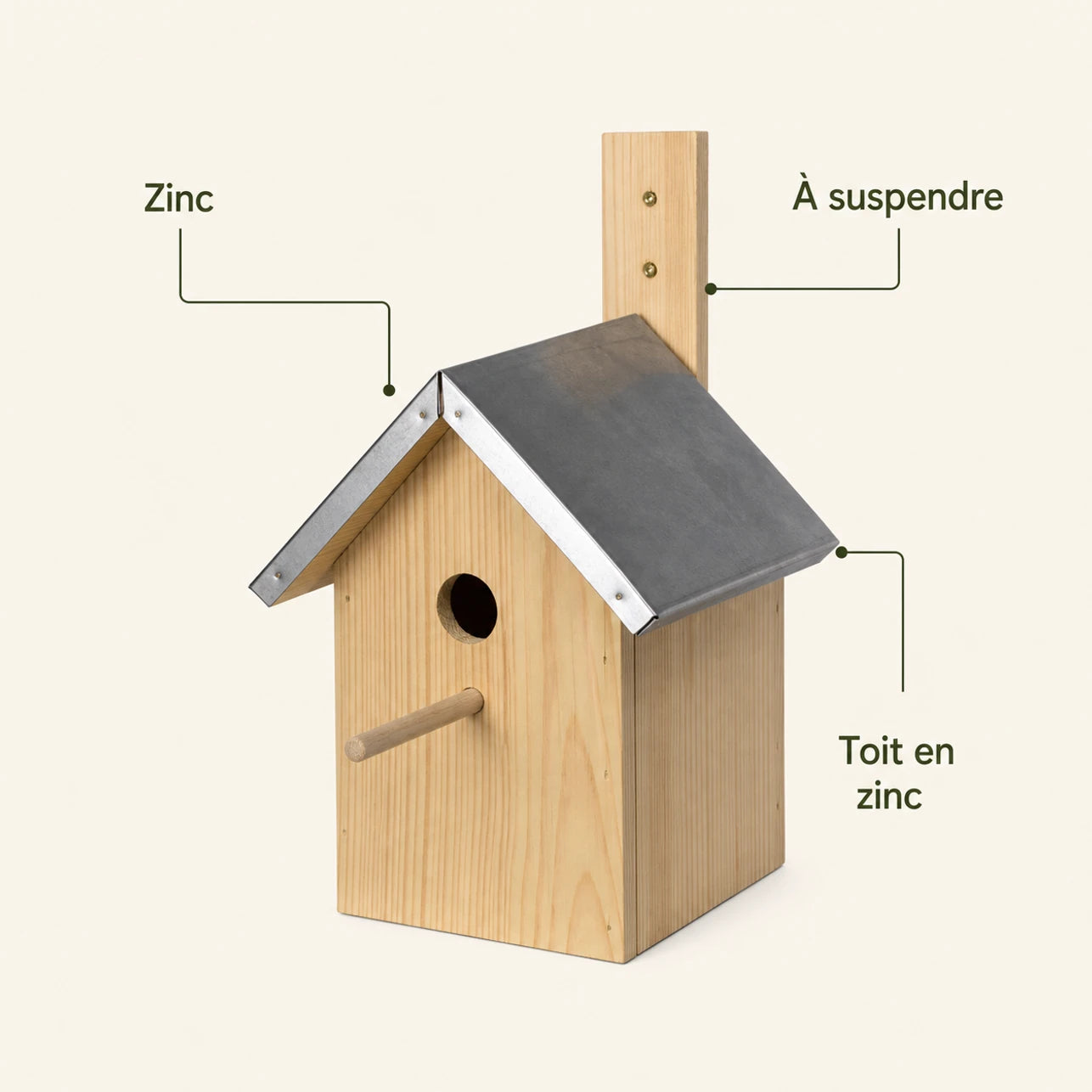 Birdhouse with zinc roof black — photo 4