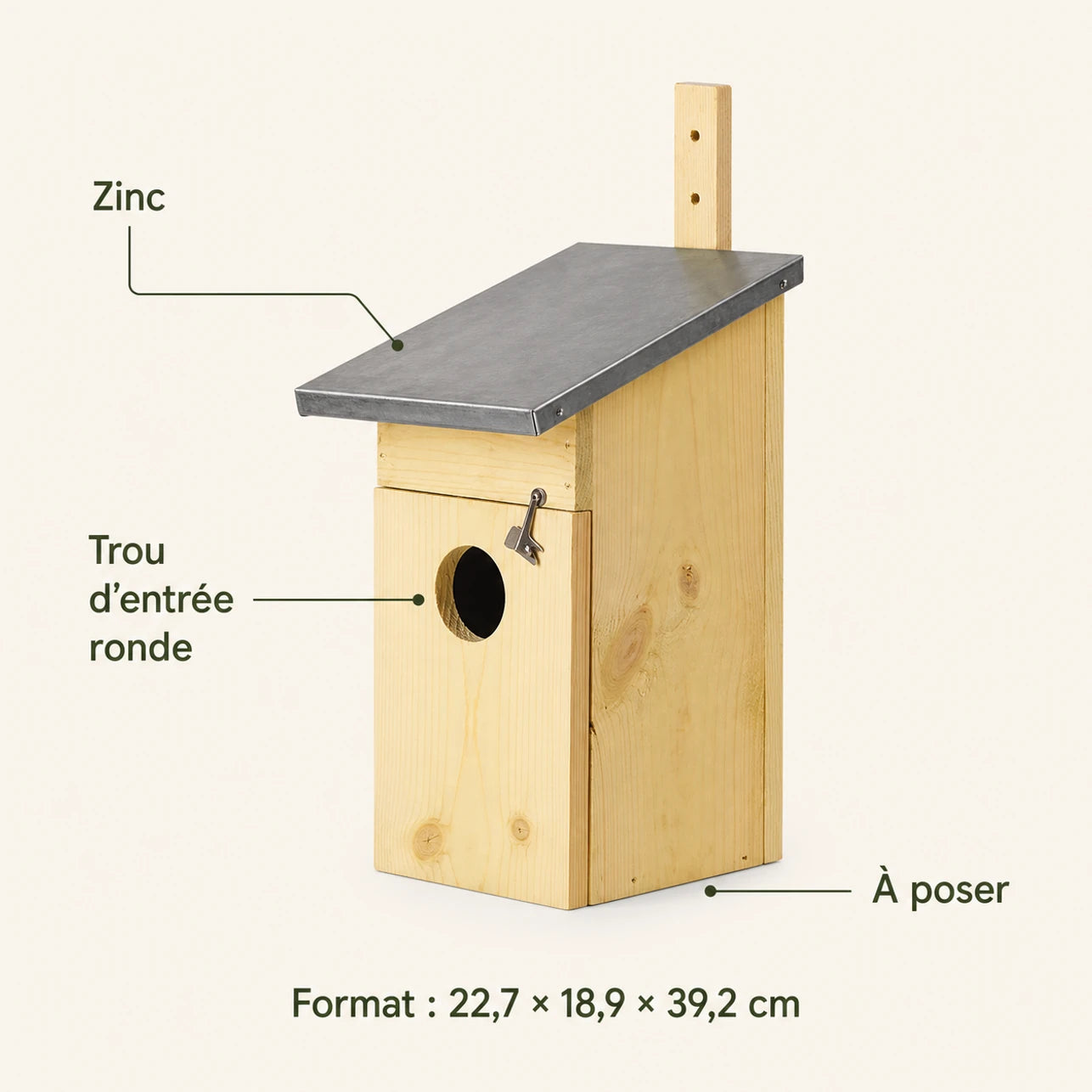 Birdhouse beige size 22,7 × 18,9 × 39,2 cm — photo 4