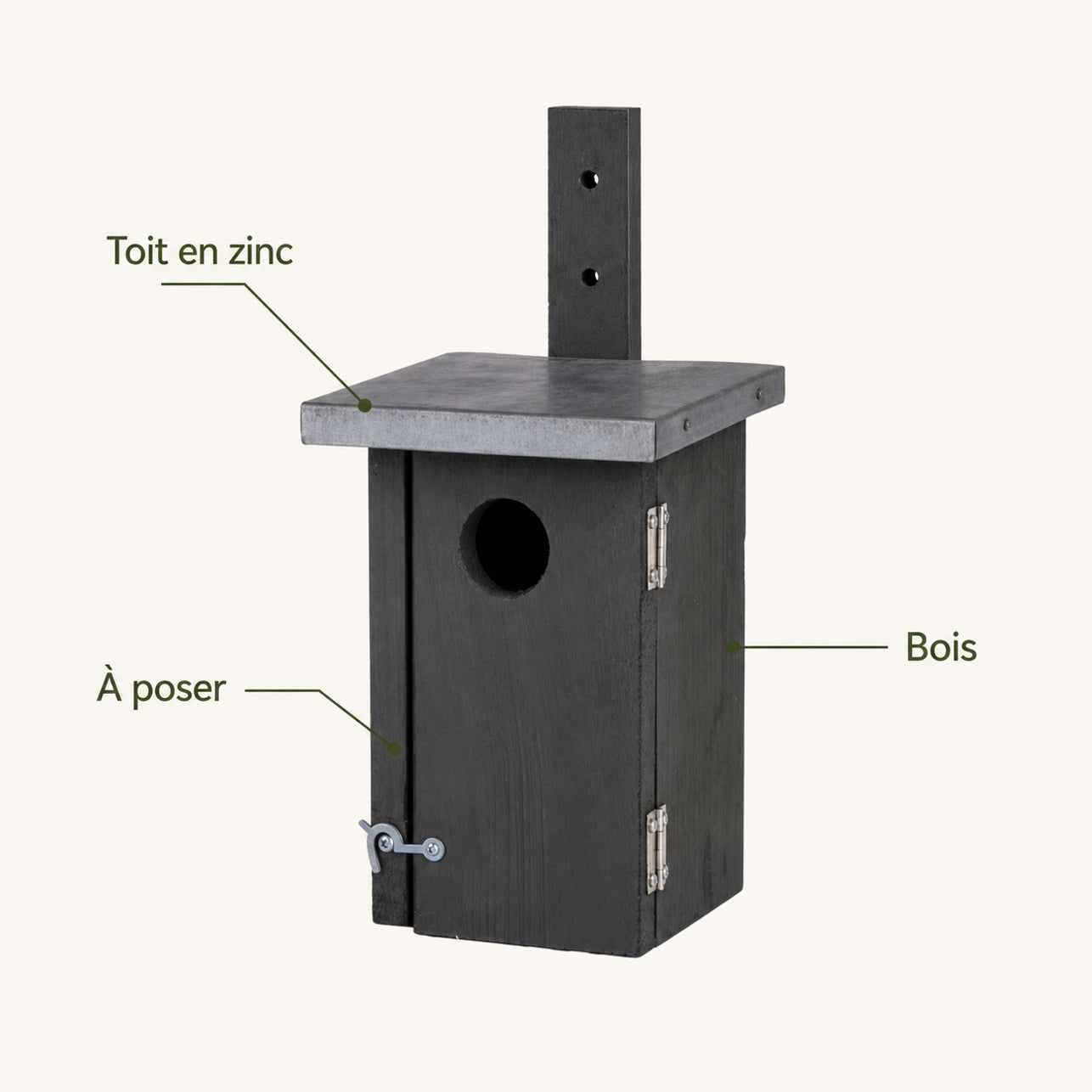 Birdhouse in wood with zinc roof grey — photo 4