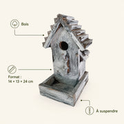 Birdhouse in wood grey size 14 × 13 × 24 cm — photo 4
