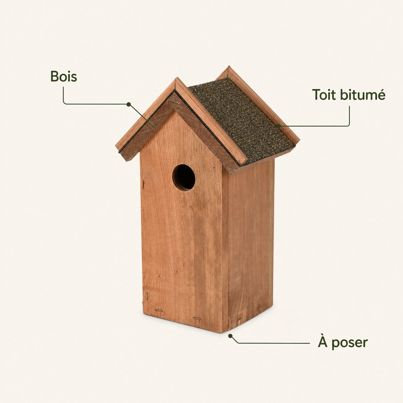 Birdhouse in wood with bitumen roof brown — photo 4