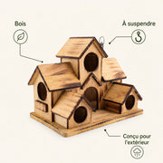 Birdhouse village in wood with five compartments — photo 4
