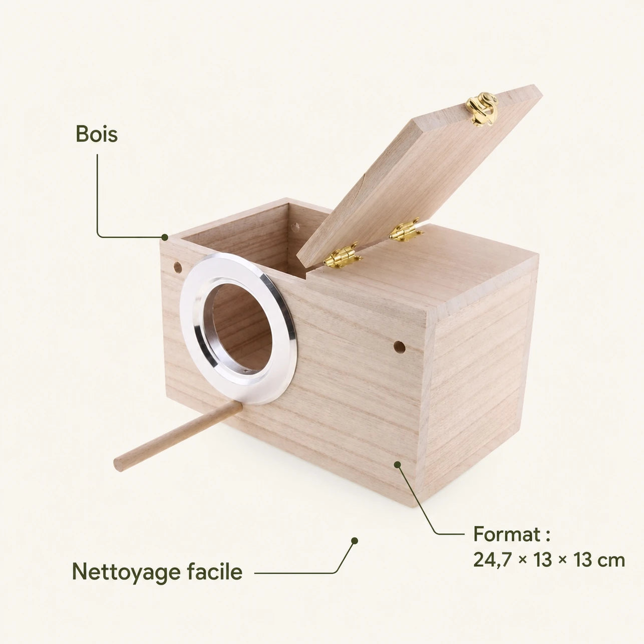 Birdhouse in wood beige size 24,7 × 13 × 13 cm — photo 4