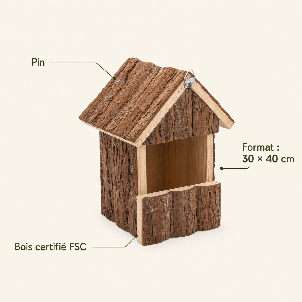 Birdhouse in pine brown size 30 × 40 cm — photo 4