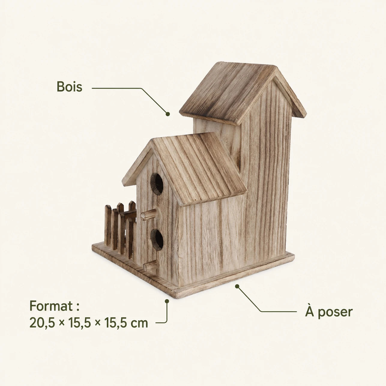 Birdhouse observation in wood size 20,5 × 15,5 × 15,5 cm — photo 4