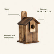 Birdhouse in fir brown size 24,5 × 13 × 13 cm — photo 4
