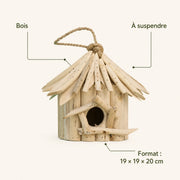 Birdhouse hanging in wood beige size 19 × 19 × 20 cm — photo 4