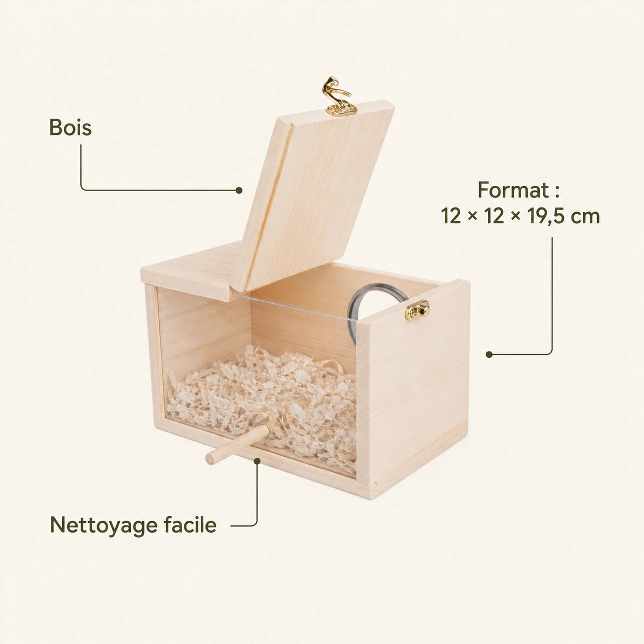 Birdhouse in wood beige size 12 × 12 × 19,5 cm — photo 4