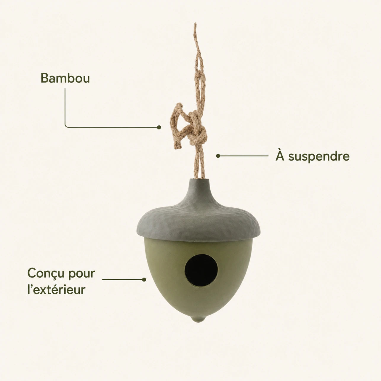 Birdhouse hanging in shape of acorn green — photo 4