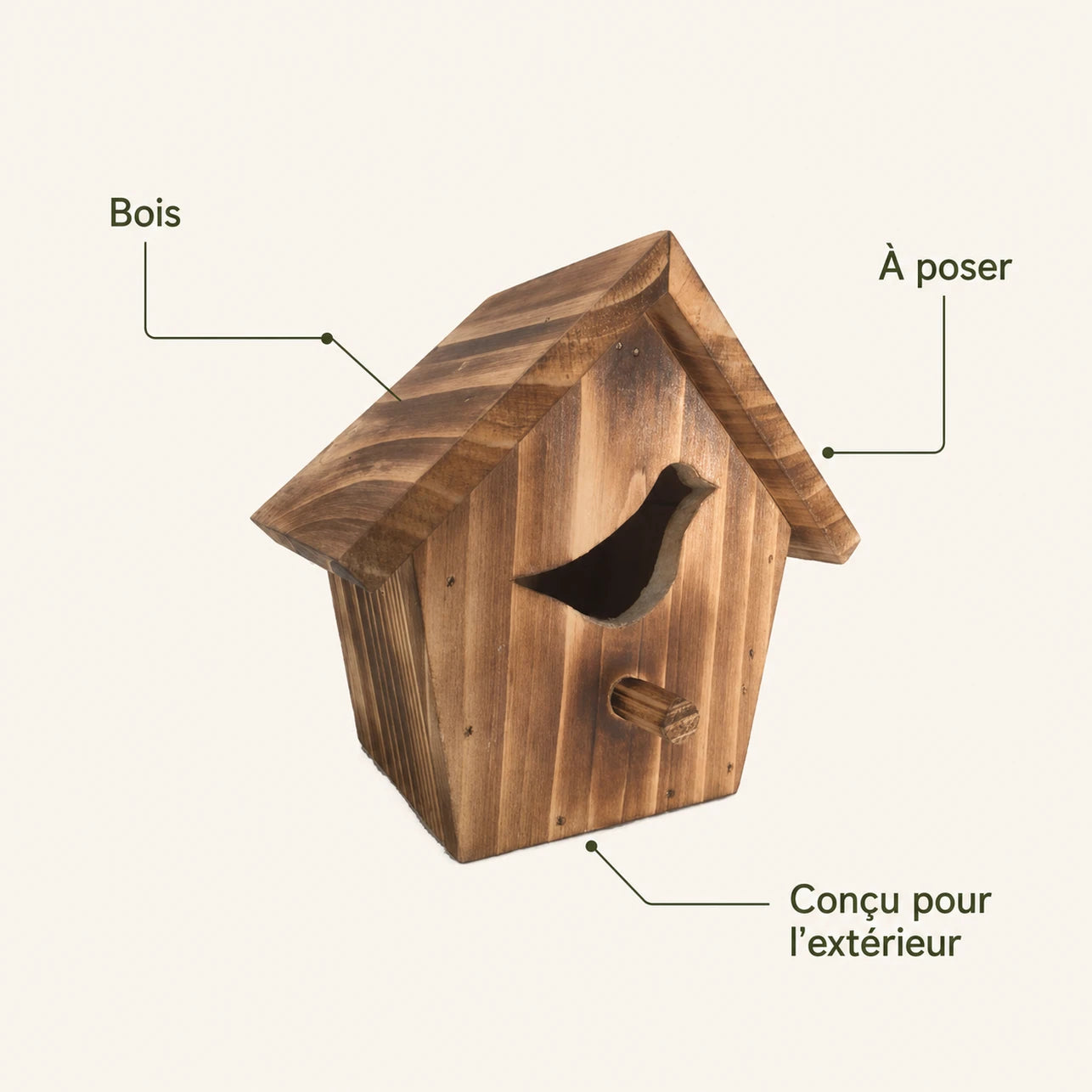 Birdhouse in burnt wood with entrance wide — photo 4
