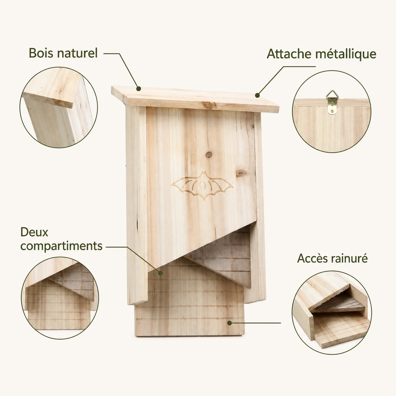 Birdhouse semi-open in wood with front sloping — photo 4