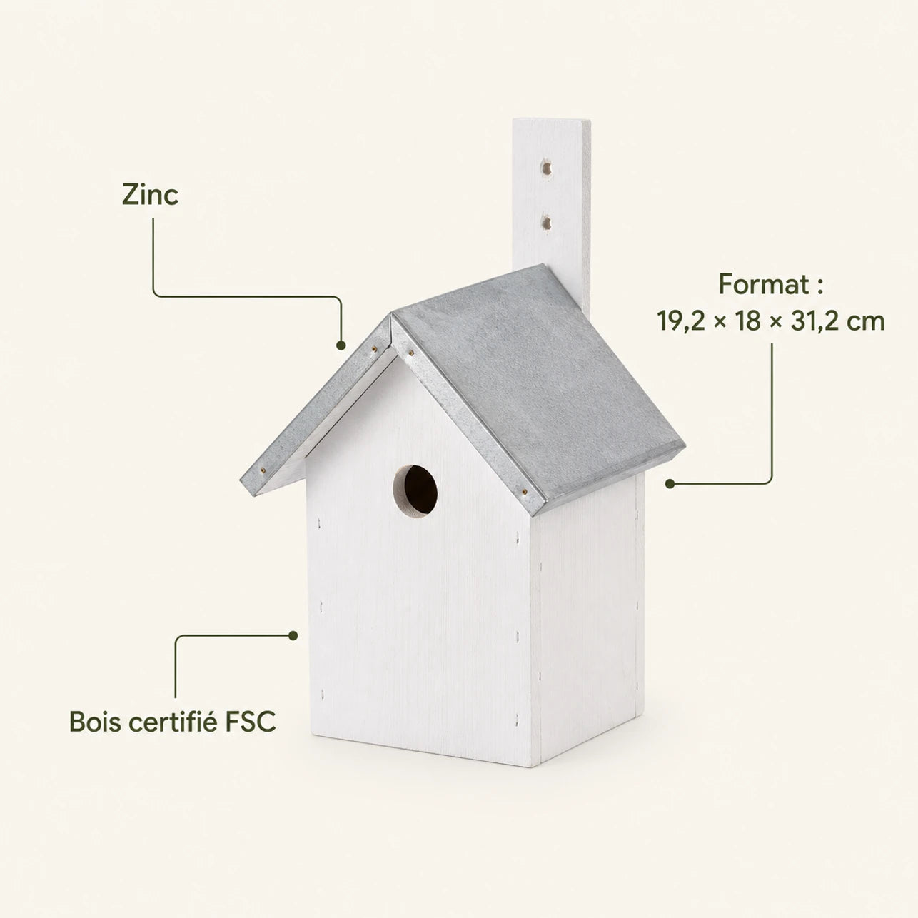 Birdhouse white size 19,2 × 18 × 31,2 cm — photo 4