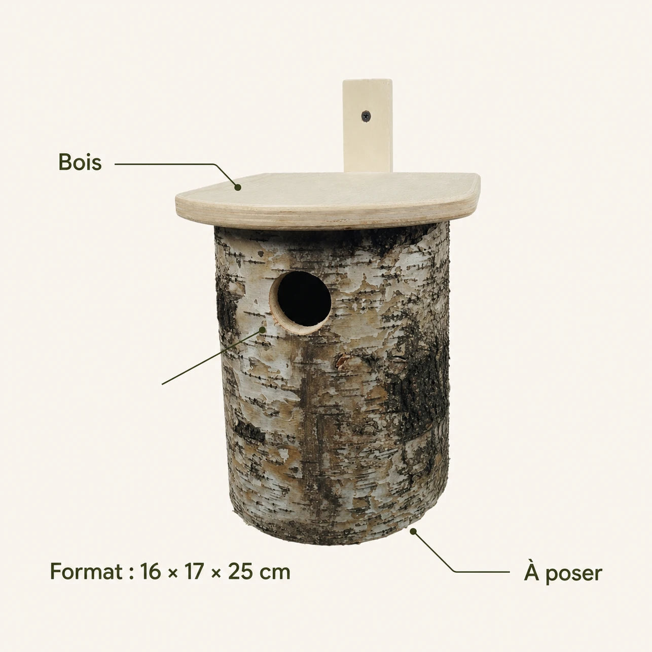 Birdhouse in birch brown size 16 × 17 × 25 cm — photo 4