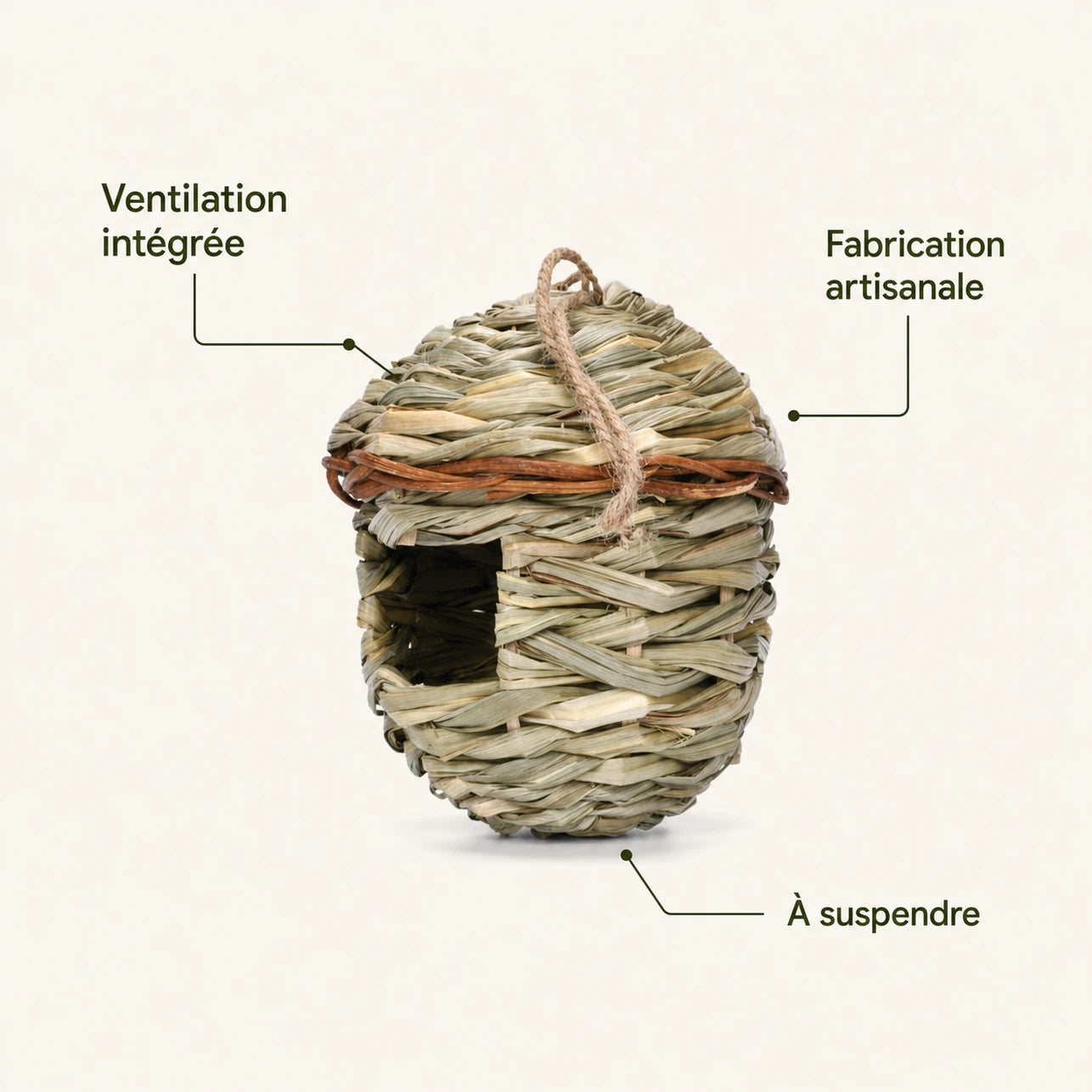 Birdhouse hanging in fibres woven size oval — photo 4