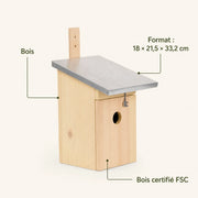 Birdhouse in pine with zinc roof silver size 18 × 21,5 × 33,2 cm — photo 4